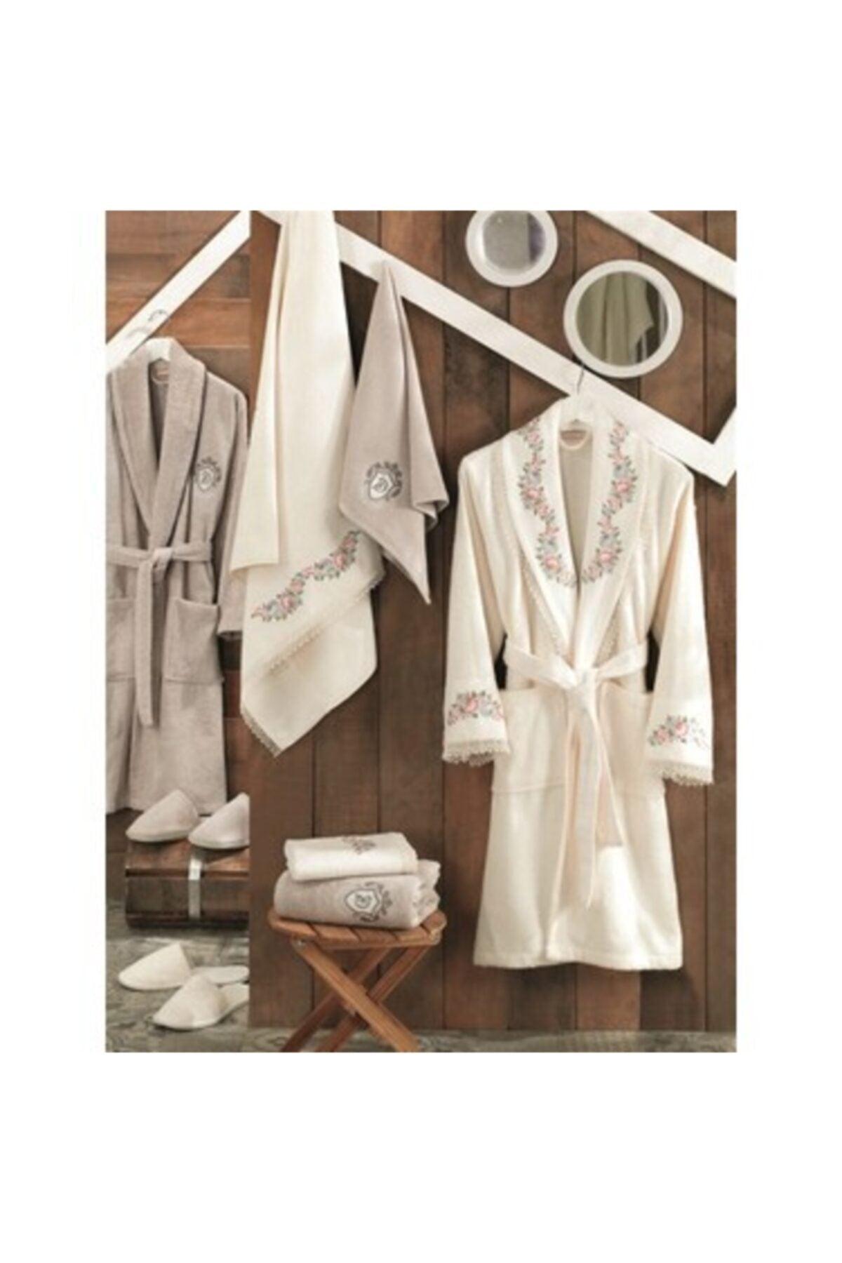 Vita Bamboo Family Bathrobe Set Lara Cream-stone - Swordslife