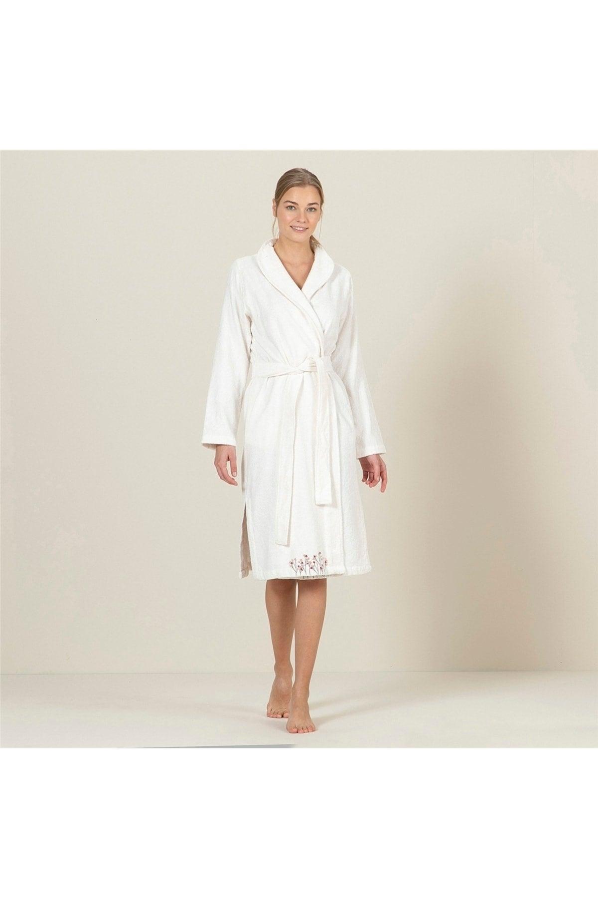 Cindee Women's Bathrobe Ecru - Swordslife