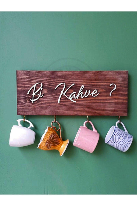 Bi Coffee Cup Hanger Solid Wood Kitchen Hanger 12x30 Cm Coffee Corner Hanger Wall Shelf - Swordslife