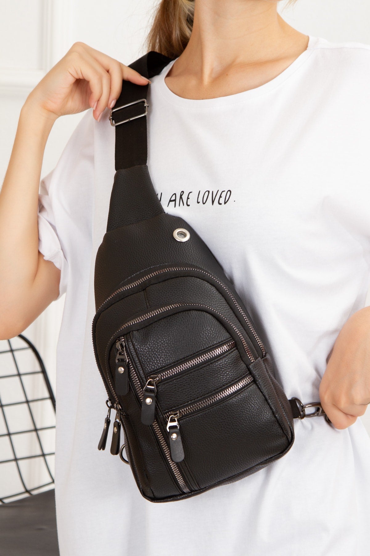 Unisex Vegan Leather, Waterproof, Cross Shoulder Bag, Body Bag, Free Bag Black Color, Casual, Sports