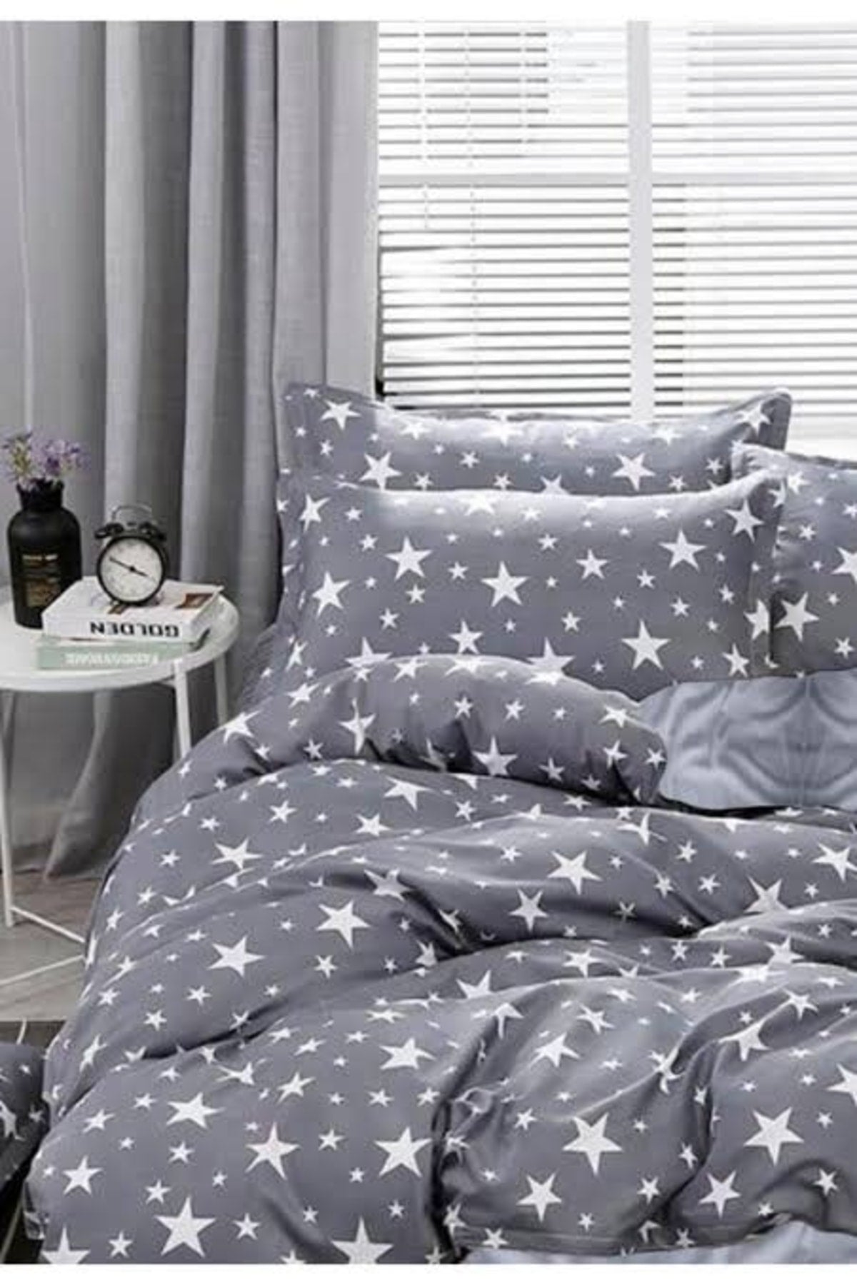 Gray Star Baby Duvet Cover Set