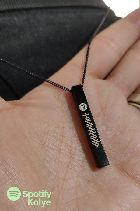Unisex Spotify Coded Black Color Bijouterie Stick Bar Necklace Chain - Swordslife