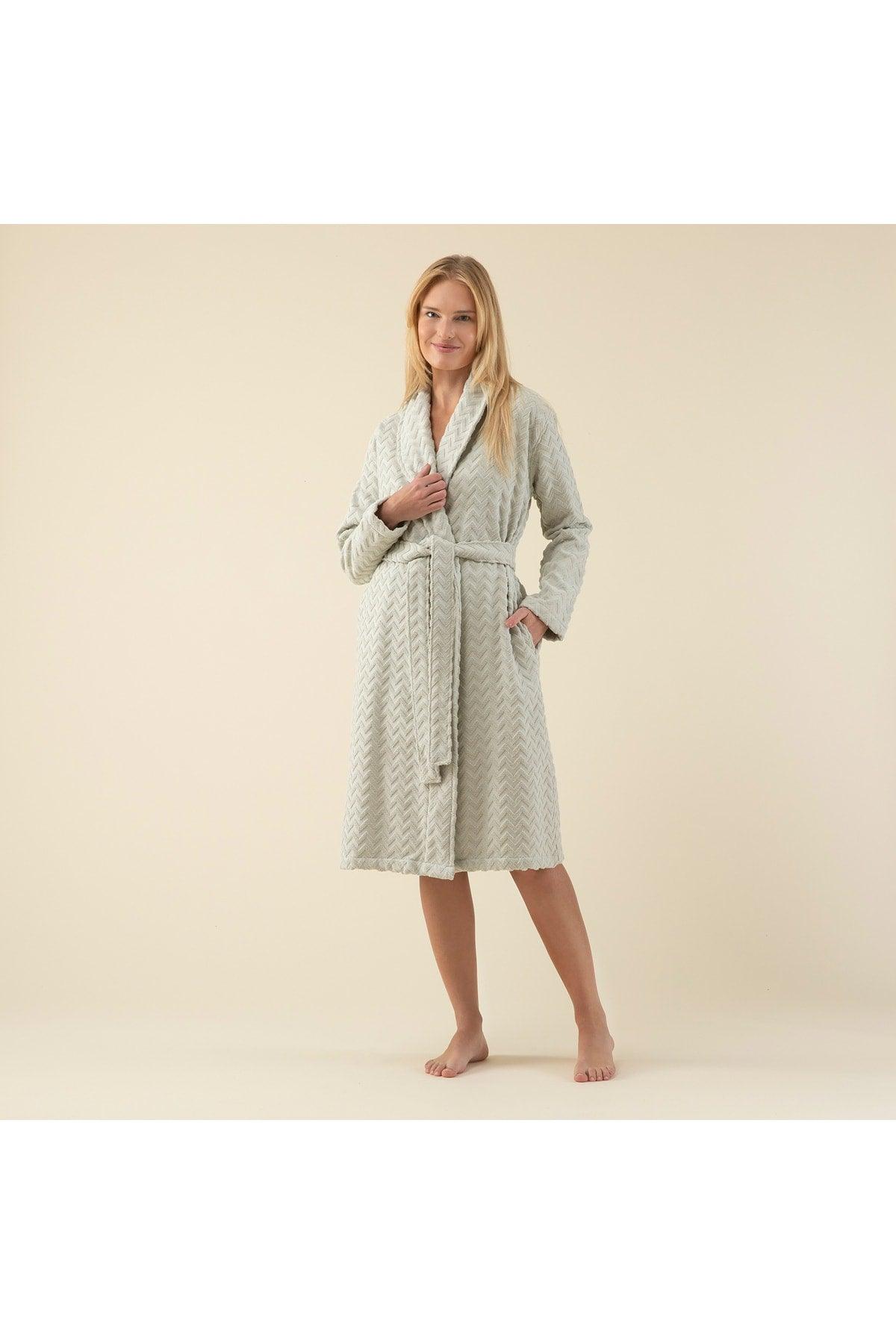 Zigzag Women's Bathrobe Sage - Swordslife