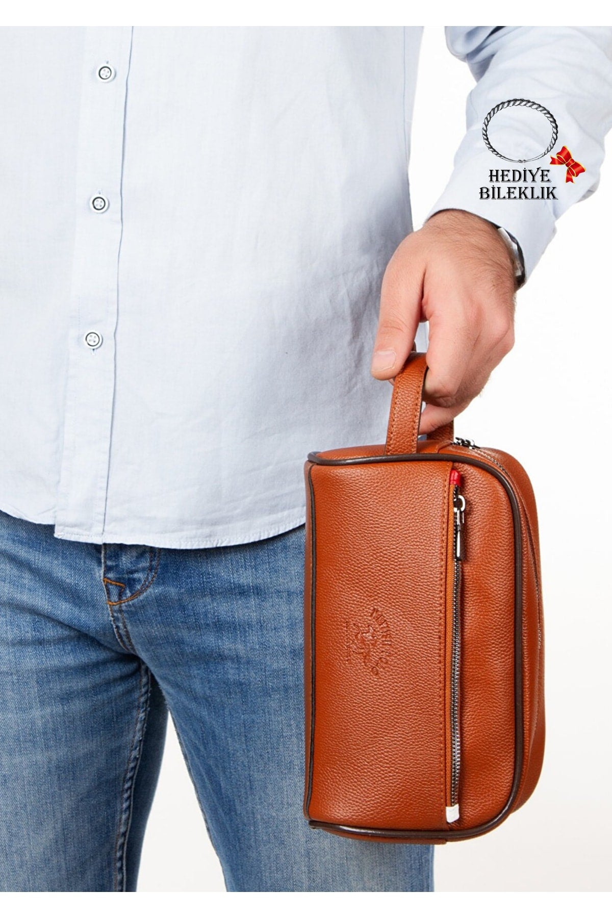 Faux Leather Men Shaving Bag , Daily Cosmetic Bag Shaving
