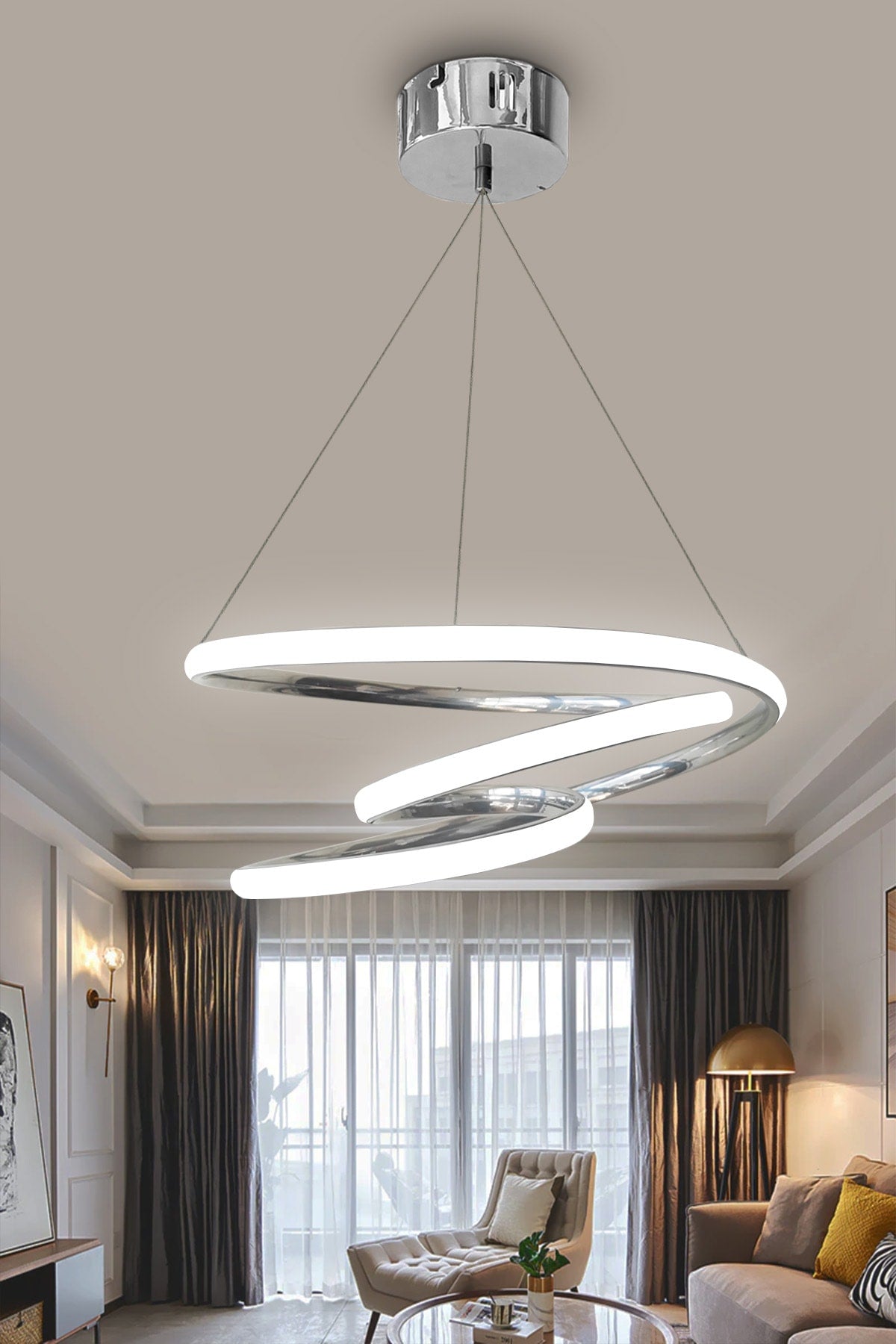 Chrome Galaxy White Light Led Chandelier