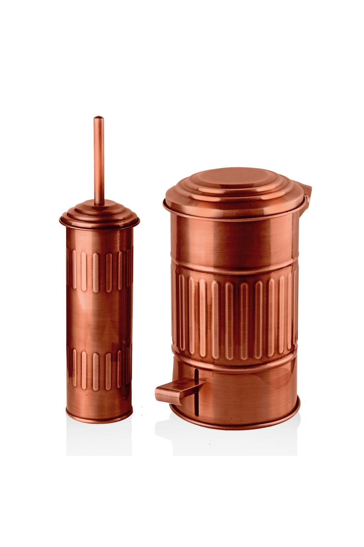 Galvanized Copper Plated Dustbin & Toilet Brush Set Bathroom Set Lux Pedal Dustbin - Swordslife