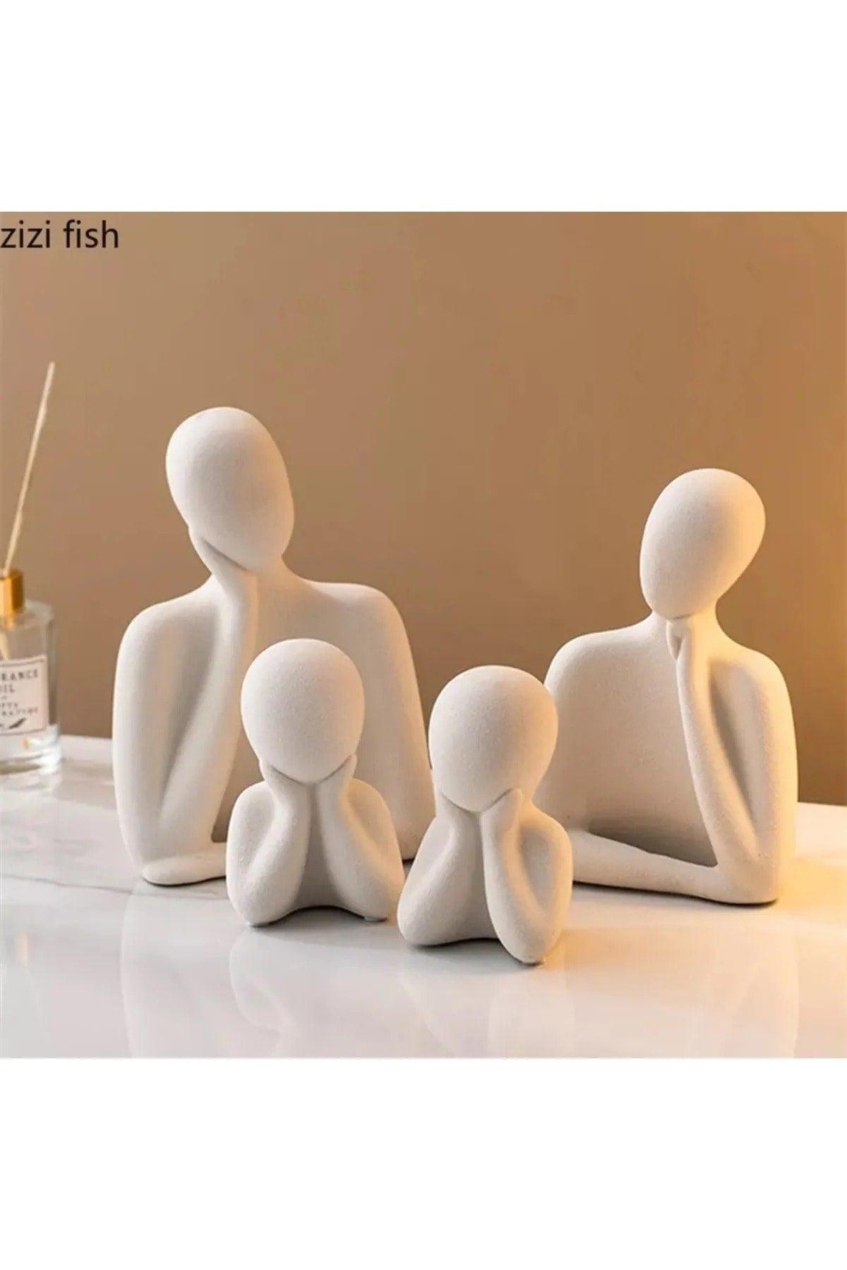 Decorative Family with Two Children Object Trinket Sculpture Concrete - Swordslife