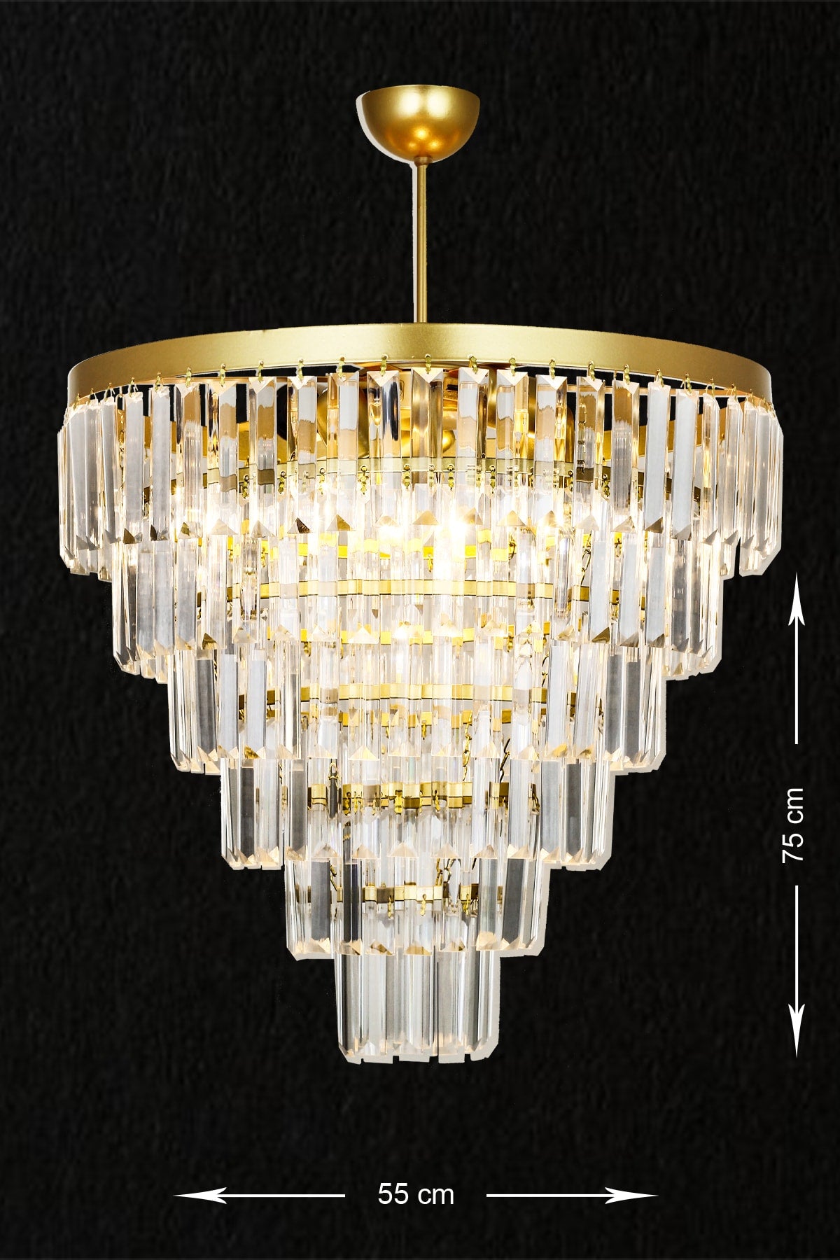 Linsa 55 Cm Crystal Glass Stone Luxury Chandelier - (Yellow Gilt)