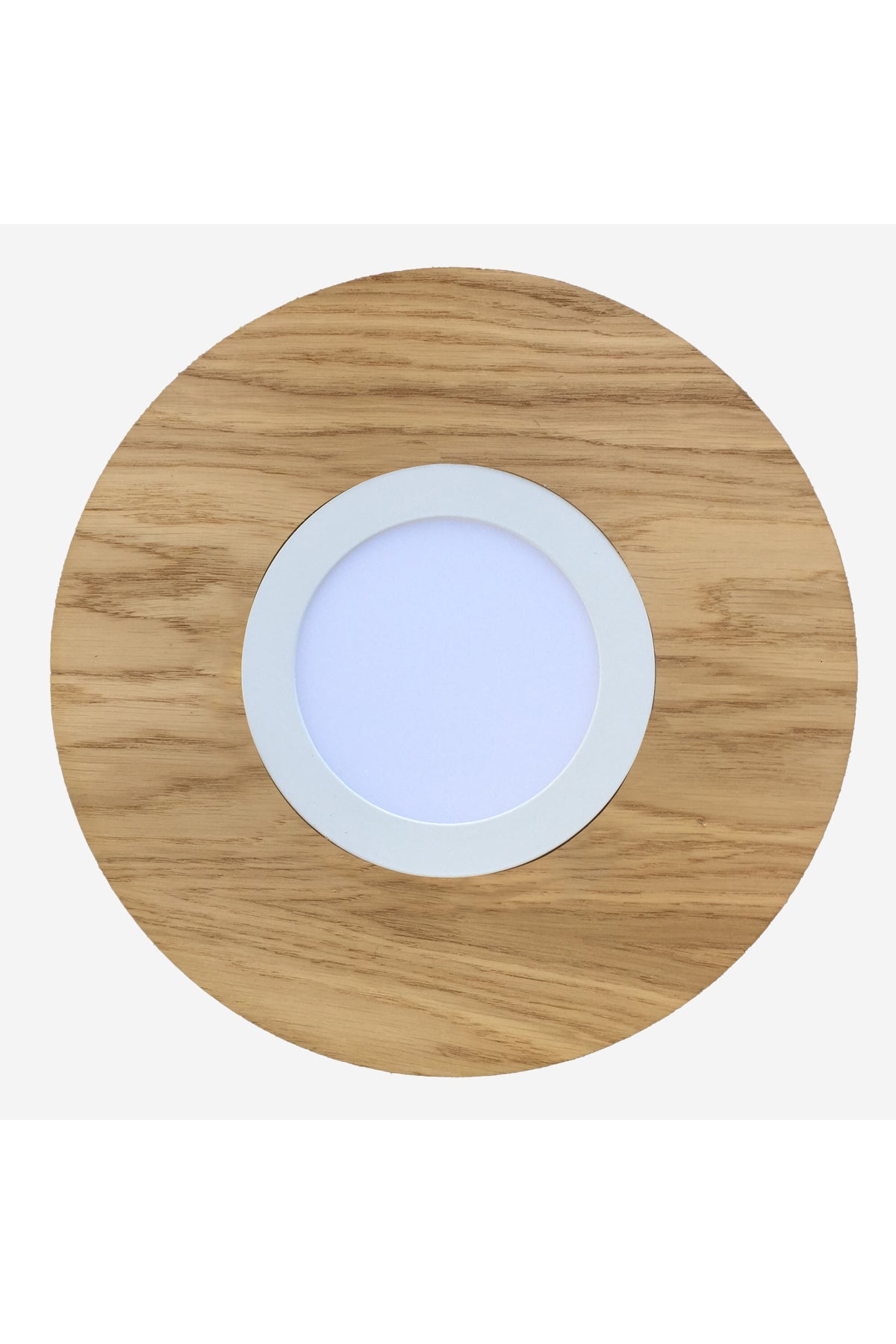 42cm - Round Oak Veneer Led Ceiling Light, Bedroom, Hallway, Bathroom Lamp