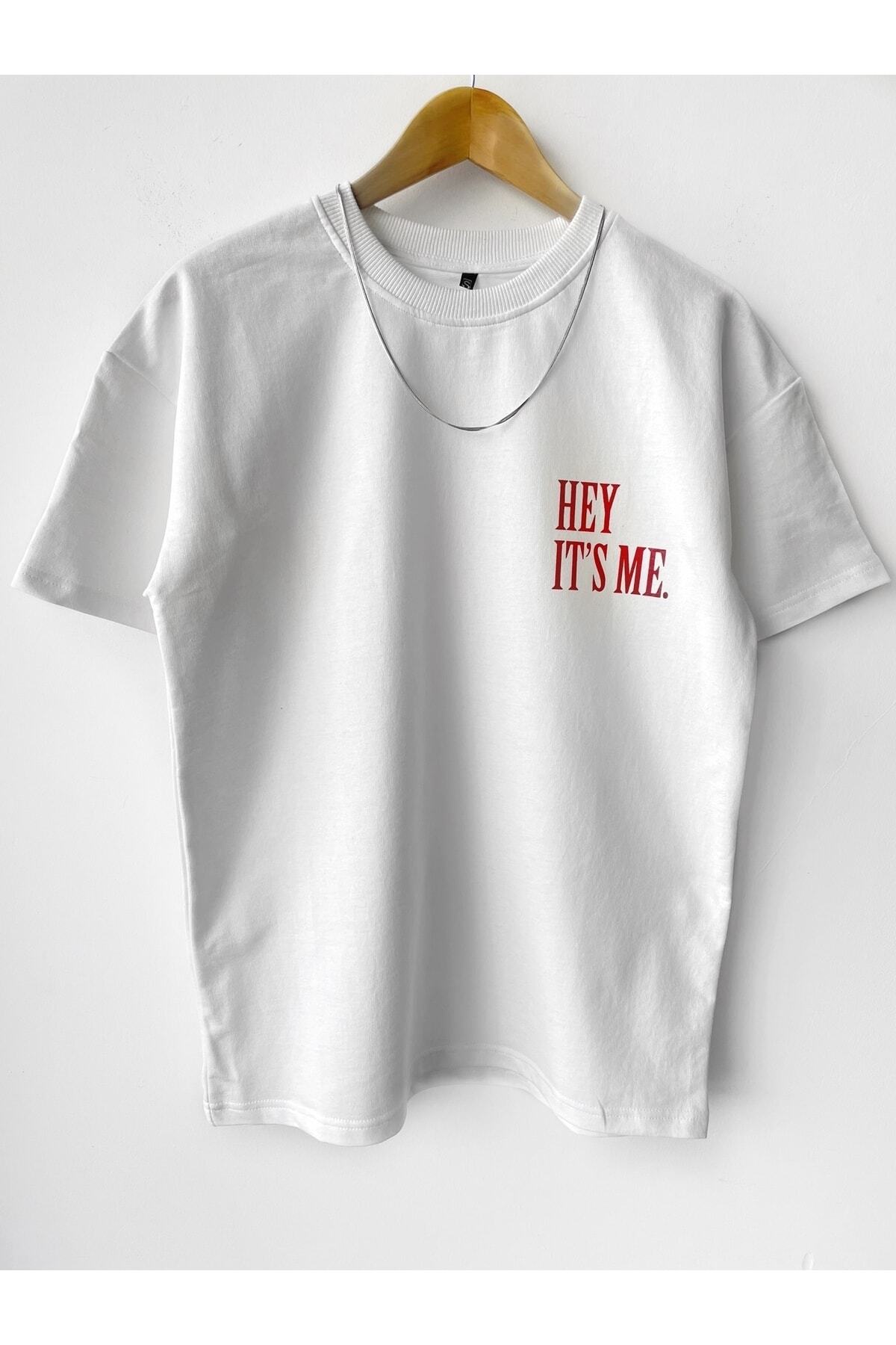 Men'S Hey It'S Me Printed Crew Neck Oversize T-Shirt