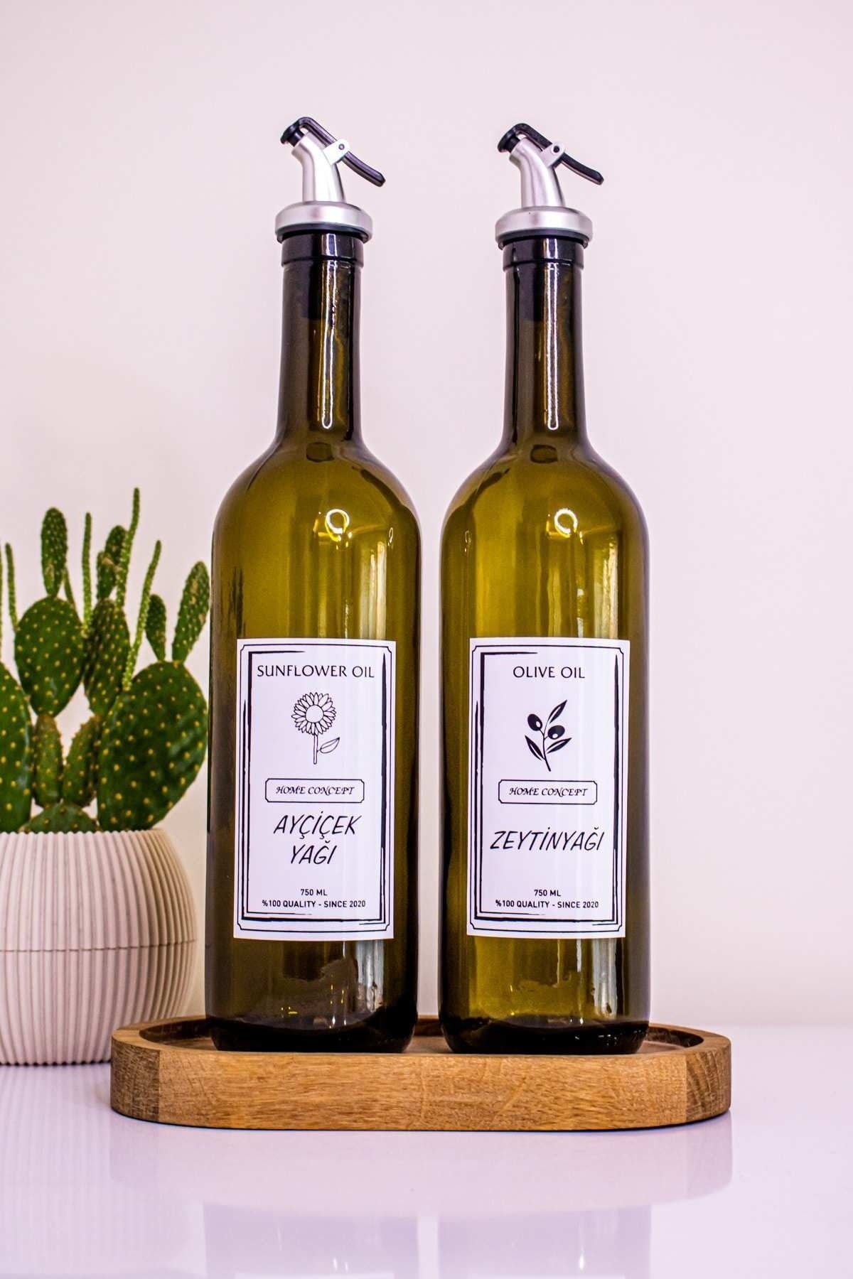 Set Of 2 750 Ml Oil Pots Olive Oil And Oil Amber Glass Bottle