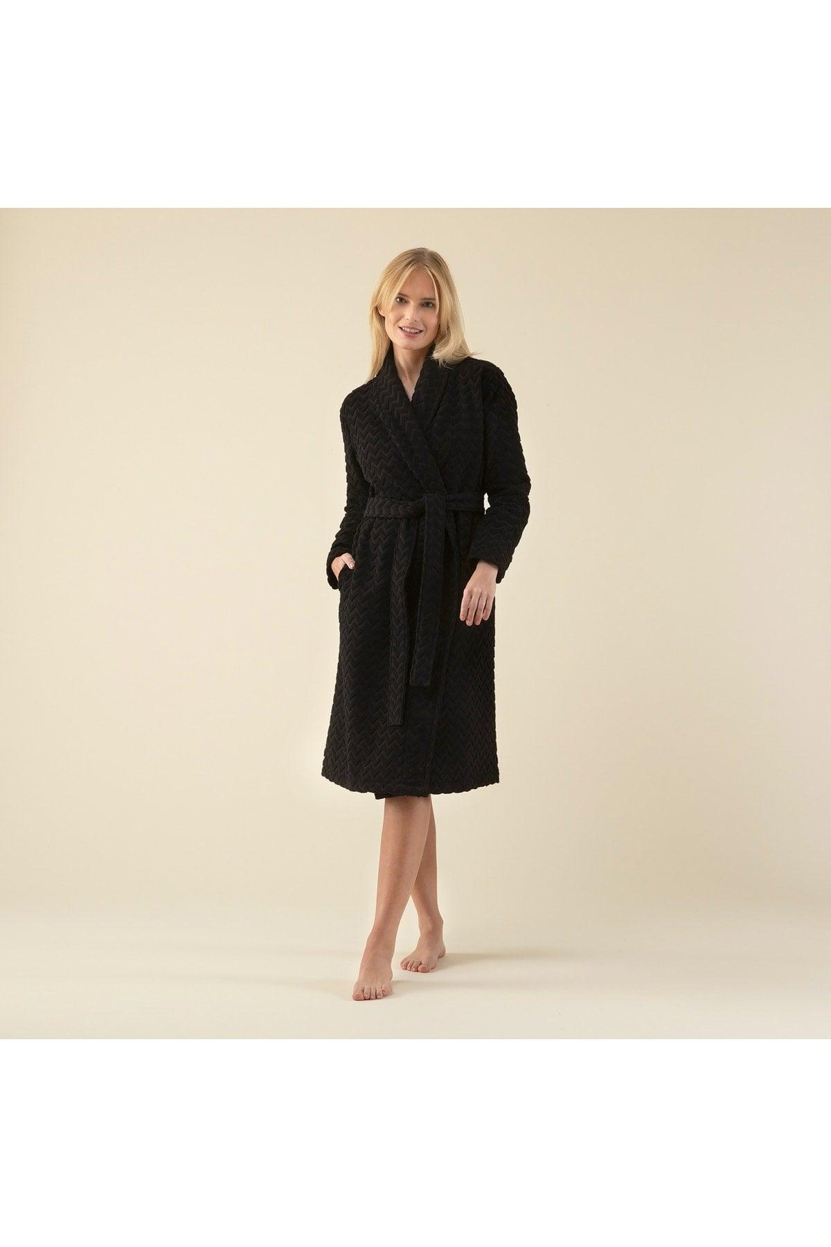 Zigzag Women's Bathrobe Black - Swordslife