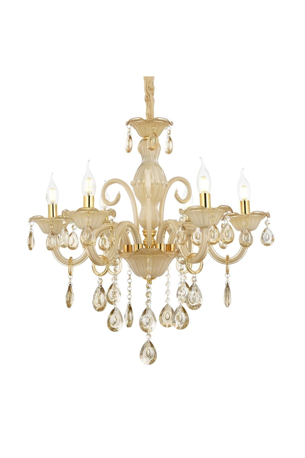 6027-6 Glass Arm Chandelier