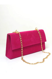 Women's Fuchsia Suede Chain Strap Bag - Swordslife