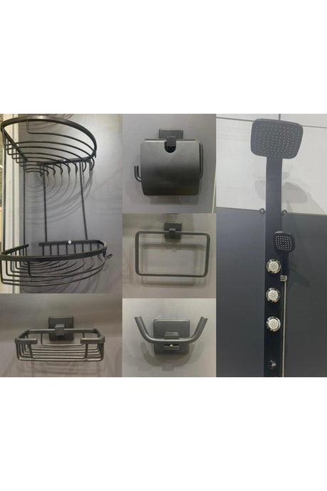 Black Bathroom Set Shower Set Corner Towel Holder Toilet Paper Holder Hanger Sponge Holder - Swordslife