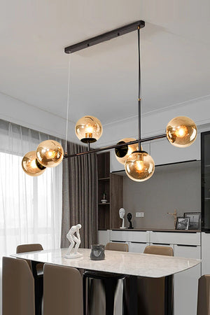 Simao Modern Design Black Color Honey Glass Living Room - Dining Table Top - Kitchen 6-Piece Chandelier