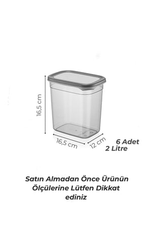 12-Piece Labeled Moly Rectangular Food Storage Container Set 2000Ml - 2 Liter With Lid That Can Be Made Into Multiple Sets
