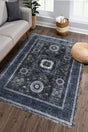 Traditional Pattern Washing Machine Washable Ethnic Rug Blue - Swordslife