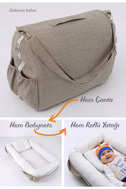 Portable Original Reflux Mattress, Pillow, Babynest, Mommy Bag With Bag - Woven Coffee