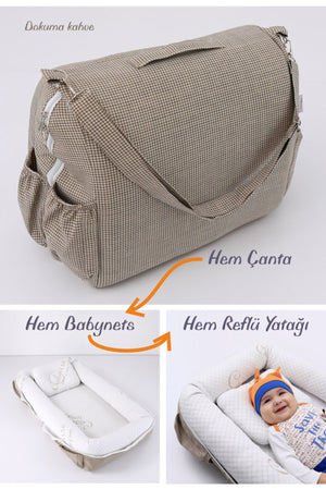 Portable Original Reflux Mattress, Pillow, Babynest, Mommy Bag With Bag - Woven Coffee