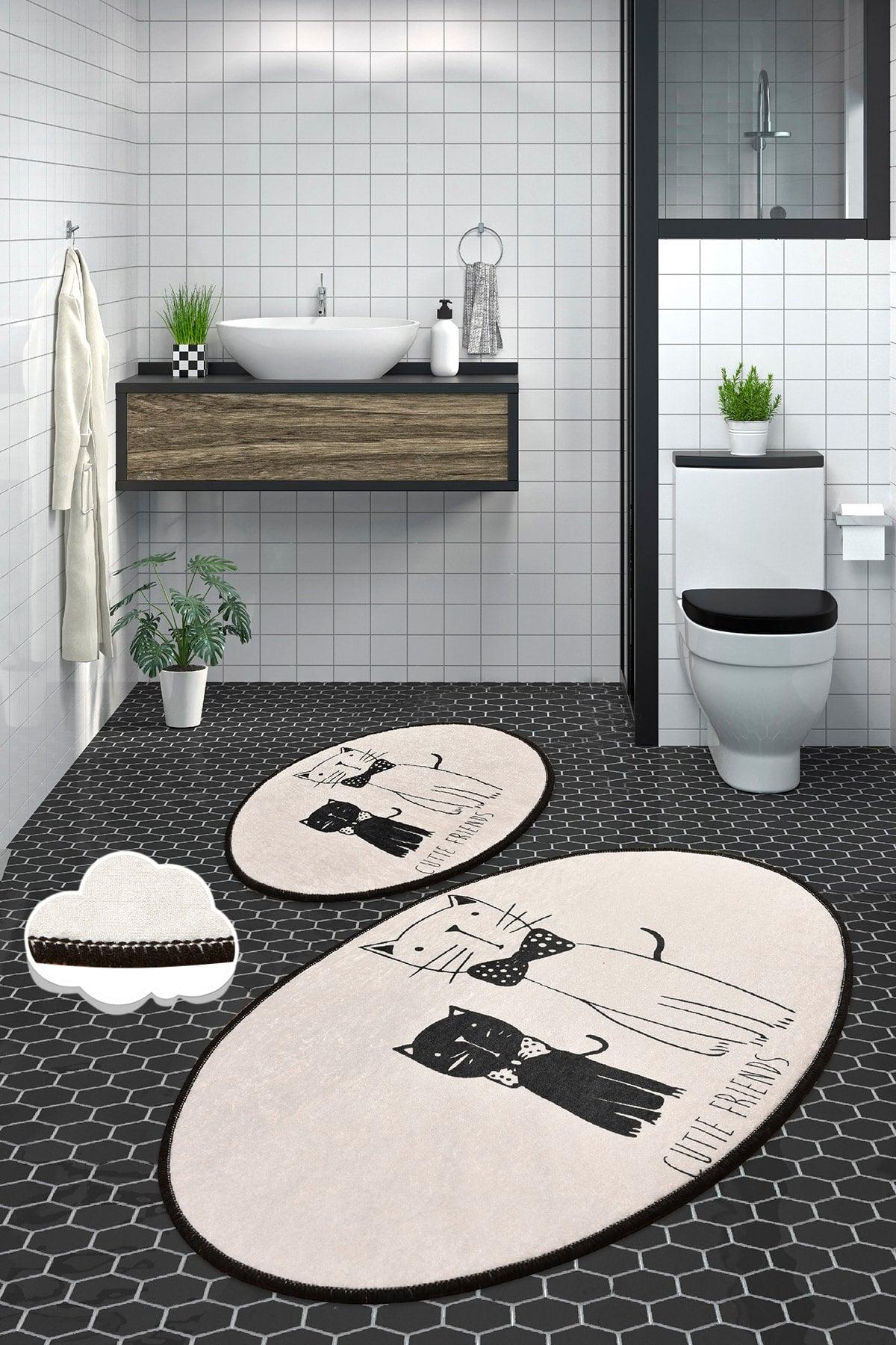 Little Cats Djt 2 Pcs Set Bathroom Carpet Mat, Closet Set - Swordslife