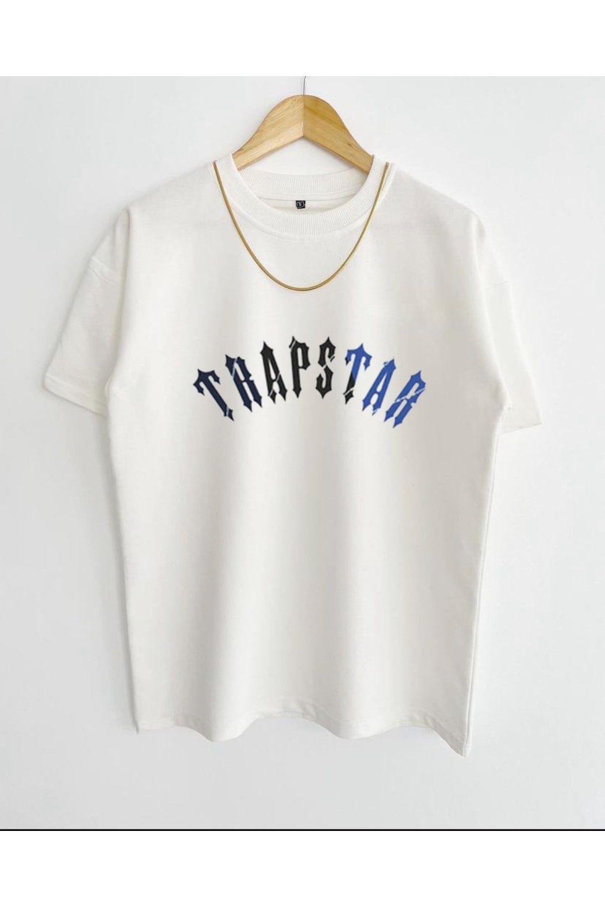 Unisex White Trapstar Printed Oversize Crew Neck Short Sleeve Cotton T-Shirt