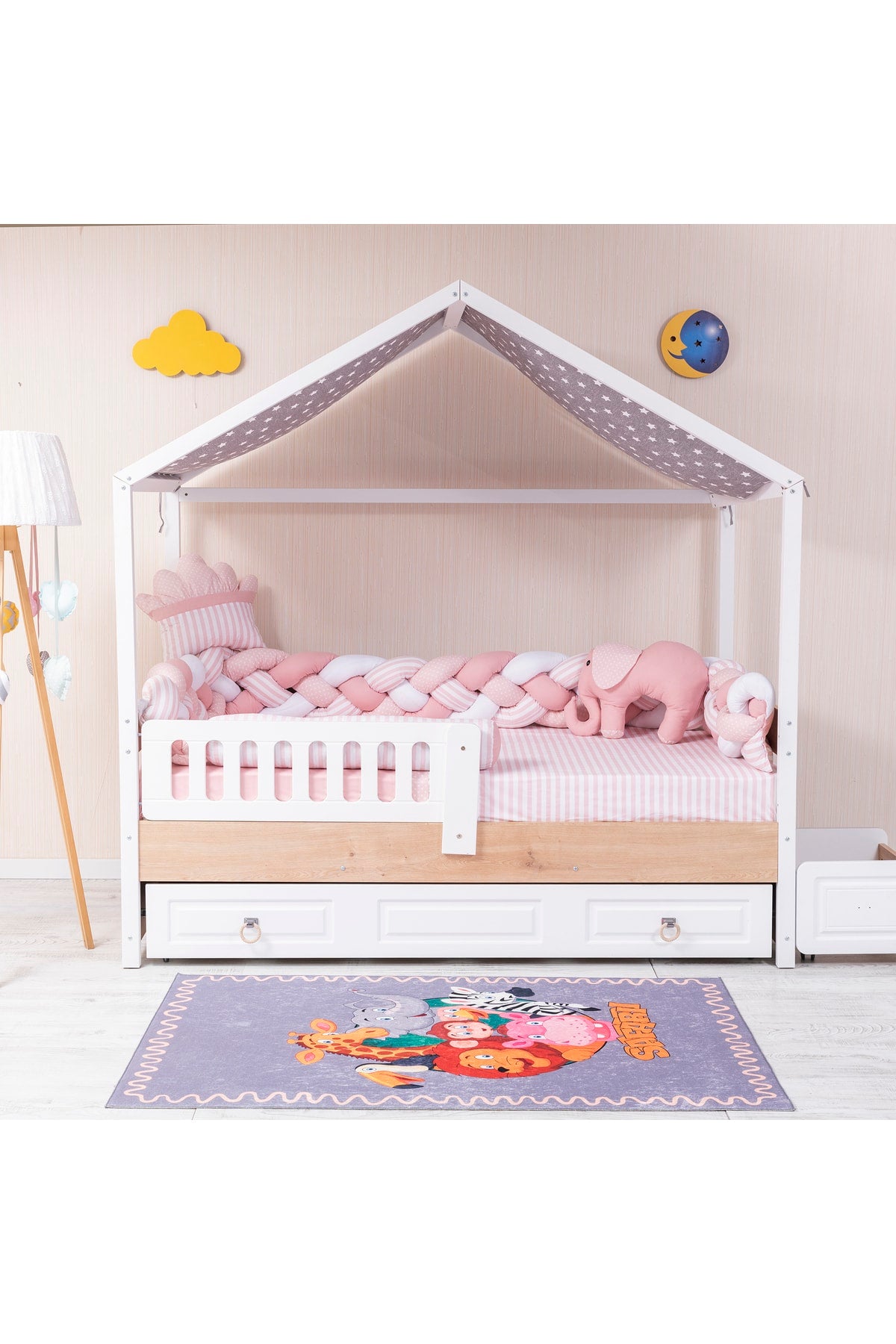 Minibaby Pink Elephant 3-Piece Knitted Montessori Baby Kids Sleeping Set