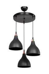 Black Hanging Pendant Lamp Chandelier Bedroom Living Room Kitchen Corridor Lamp 3 Pieces