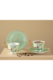 Vanilla New Bone China 4 Piece Set Of 2 Coffee Cups 90 Ml Light Green