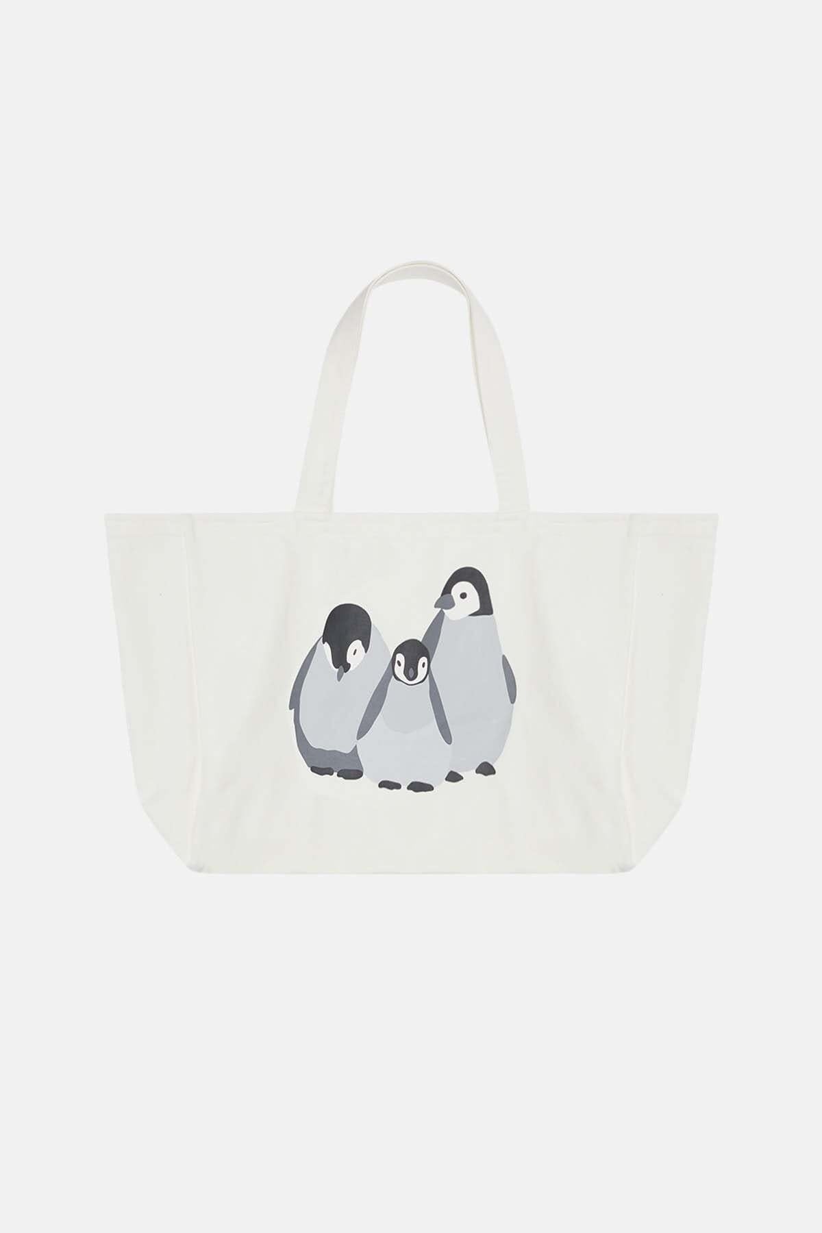 Baby Emperor Penguin Beach Bag - Ecru