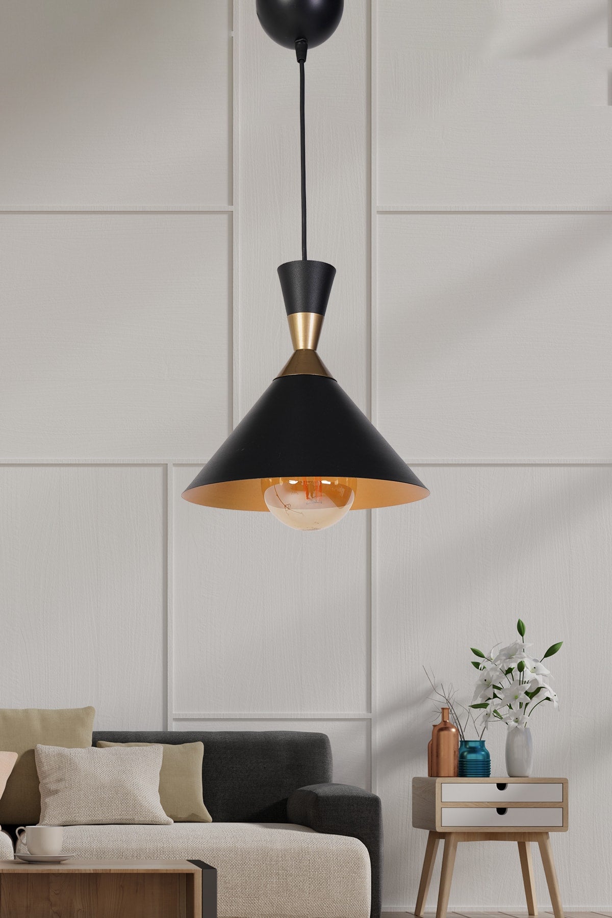 Voile Pendant Lamp Chandelier Black