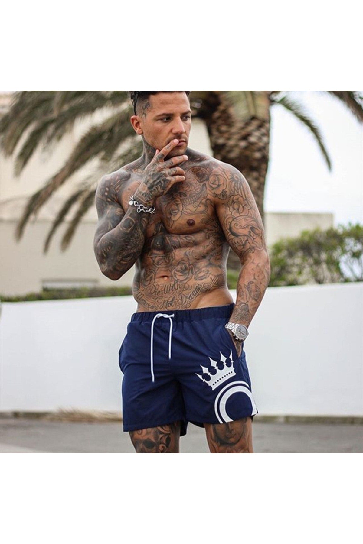 Men'S Printed Standard Size Marine Shorts