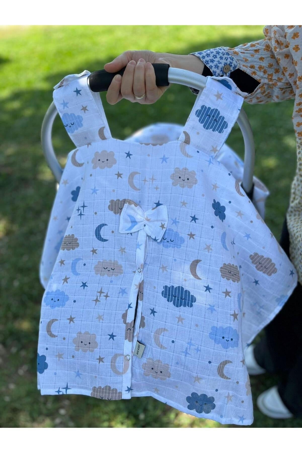 Run Baby Muslin Fabric Snap Snap Stroller Cover (Cloud Pattern) 75X100Cm