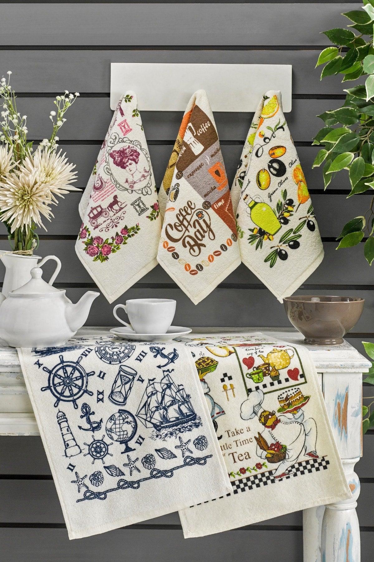 Nora 5 Pieces Printed Kitchen Towel Set 30x50 - Swordslife