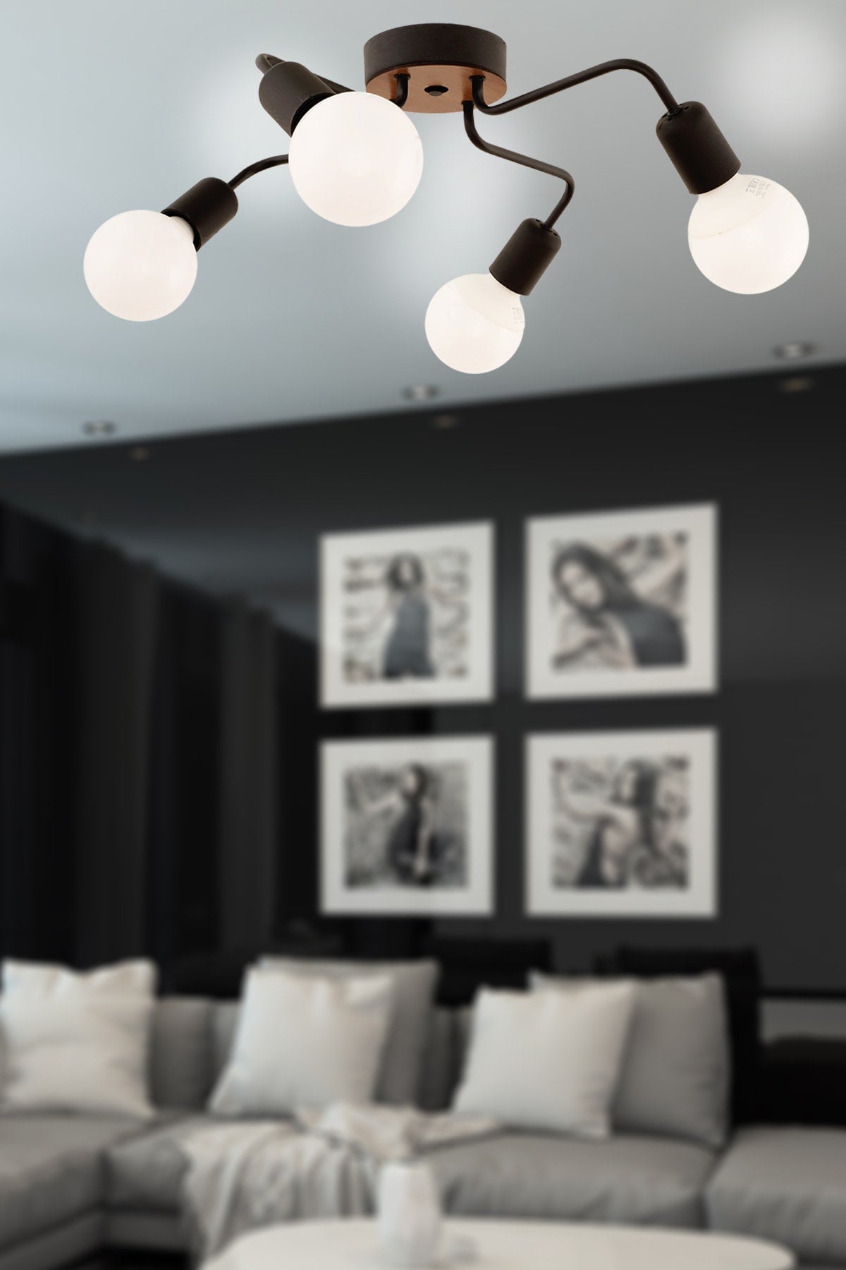 Octopus 4Th Modern Black Chandelier