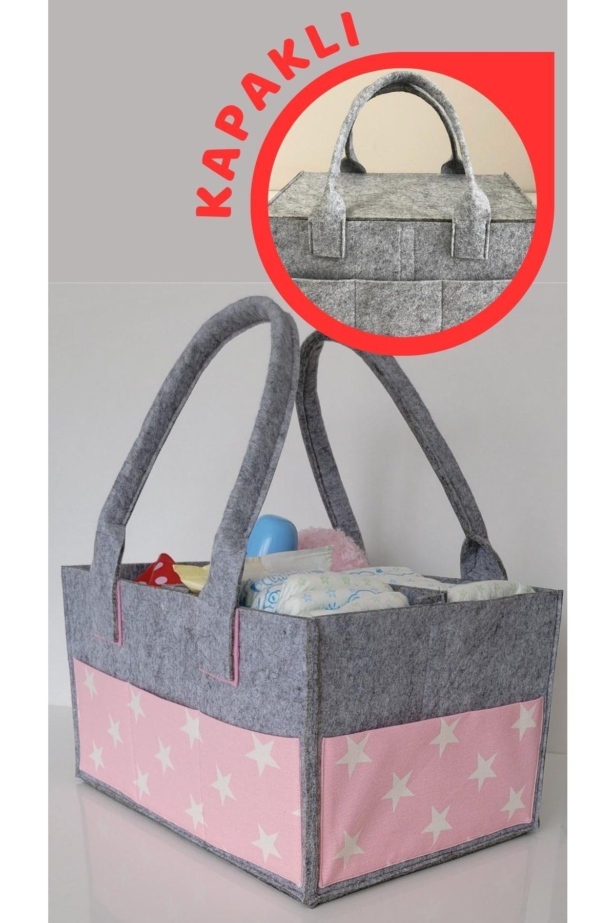 Handmade Multi-Purpose Felt Mother Baby Care And Organizer Bag Functional Organizer With Lid