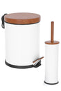 Liter Bathroom Set 5 Lt Wooden Lid Shock Absorber Lid White Trash Bin - Swordslife