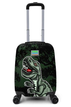 Kids Dark Green Black Dinosaur Patterned Child Suitcase 16744