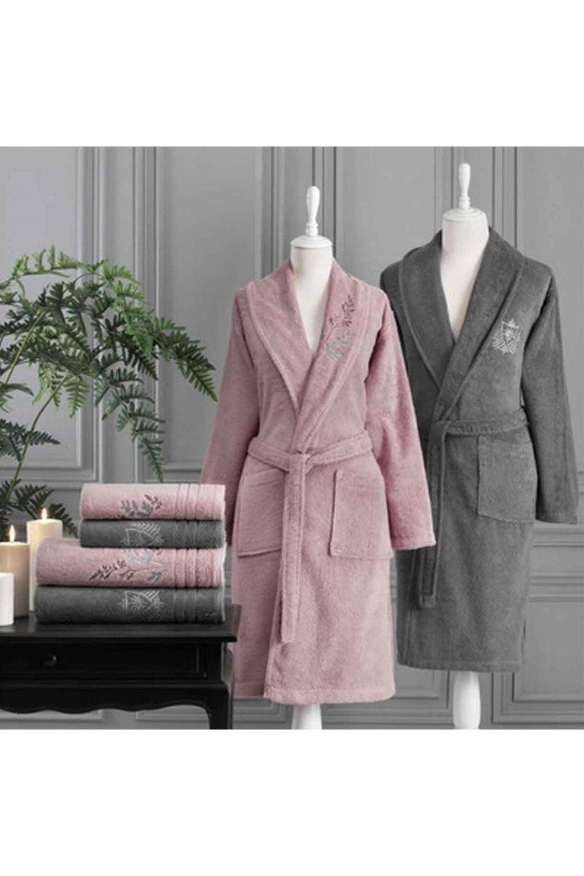 Bathrobe Set Soft Leaf Pink Anthracite - Swordslife