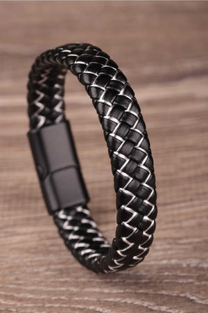 Magnet Vegan Leather Men'S Bracelet