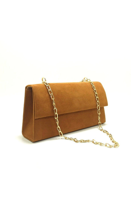 Women's Brown Suede Chain Strap Bag - Swordslife
