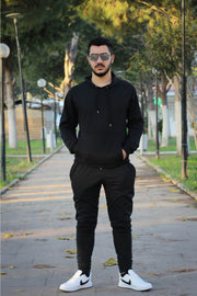 Hooded Kangaroo Pocket Cotton Men'S Tracksuit Set