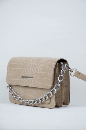 Mink Women Crocodile Patterned Clutch Baguette Chain Strap Bag