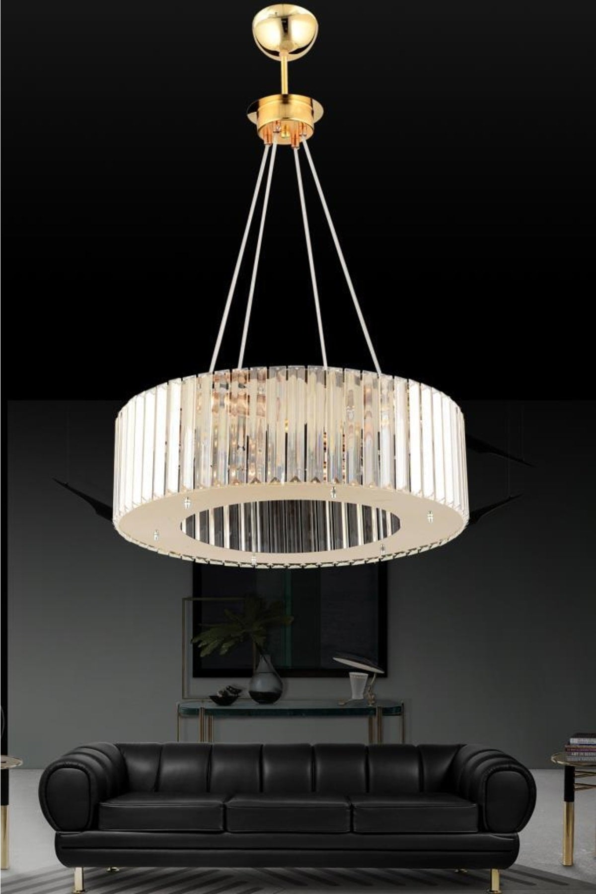 Luxury Diamond 45 Cm Gold Crystal Stone Chandelier