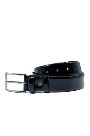 Men'S Black Classic Patterned Patent Leather Belt
