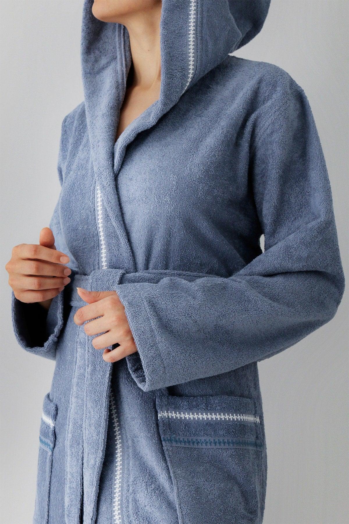 Profundo Robe Sky - Extra Soft, Modern And Special Design 100% Cotton Unisex Hooded Bathrobe - Swordslife