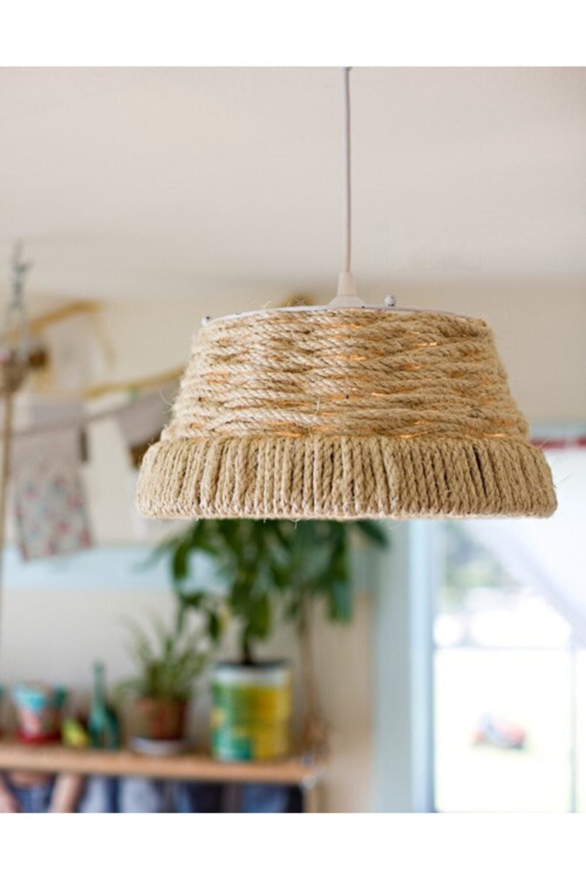 Bohemian Chandelier with Wicker Rope