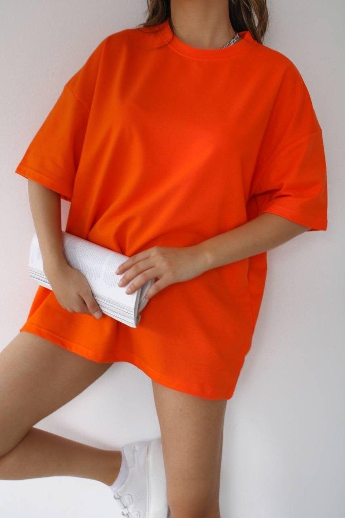 Unisex Cotton Orange Crew Neck Oversize If It Is Tight Fit, Return It - Swordslife