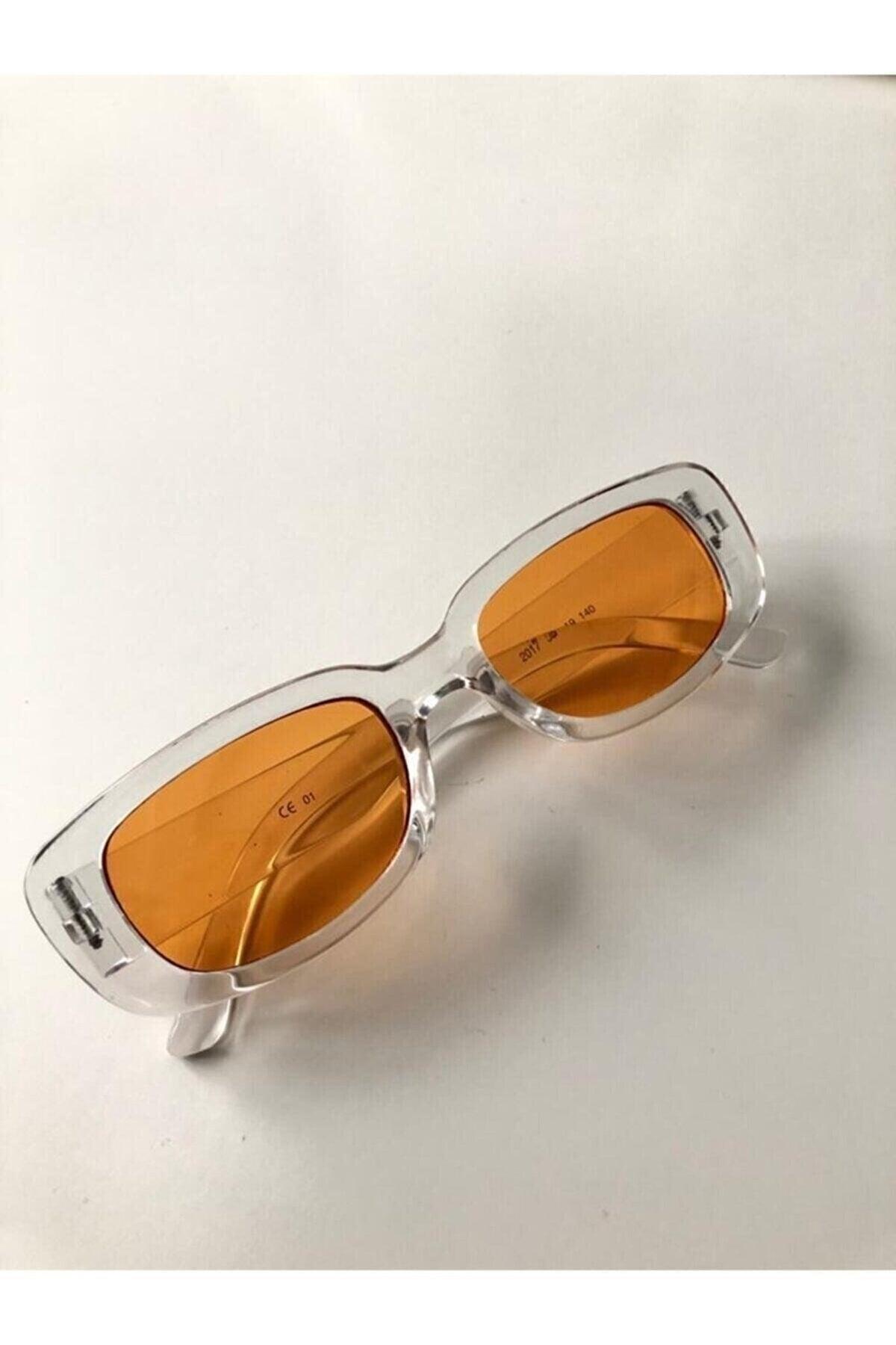 Chunky Transparent Orange Sunglasses - Swordslife