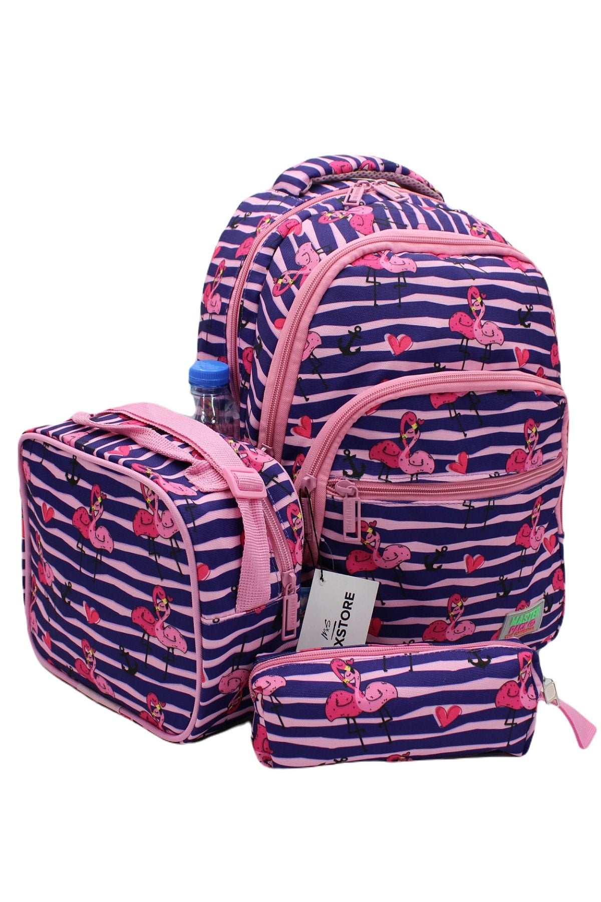 Flamingo Patterned Purple Color Master Pack Girl Backpack Primary School Bag With Food And Pencil Holder